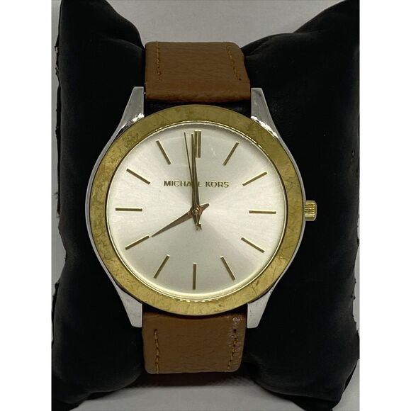 Michael Kors Slim Runway MK-3198 Women's Brown Leather Analog Dial Watch EY110 - Picture 3 of 12